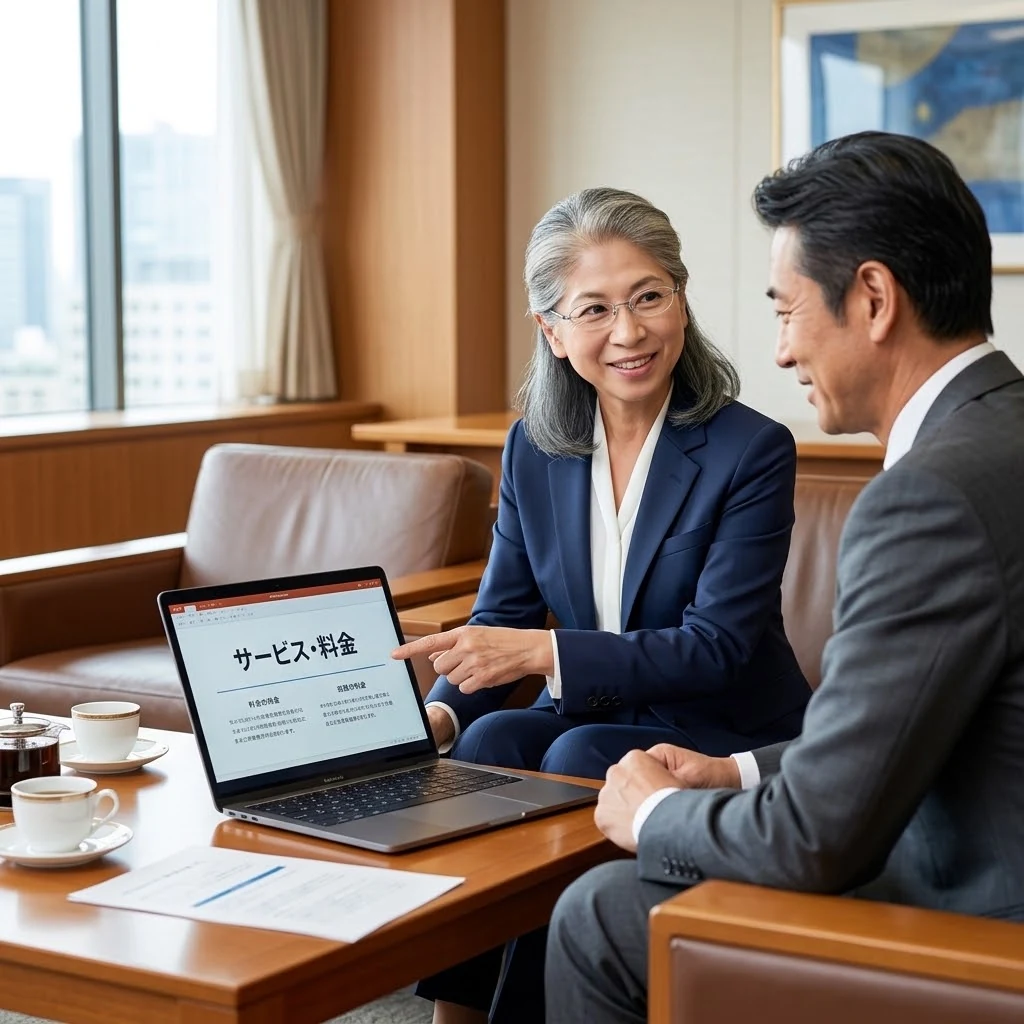 サービスや料金について打ち合わせするイメージ